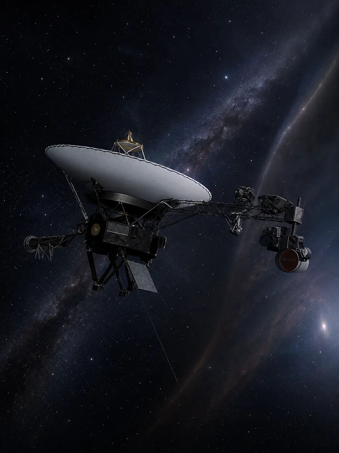 Voyager spacecraft drifting through deep space